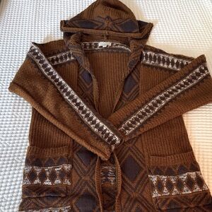 Lucky Brand Geometric Brown Cardigan